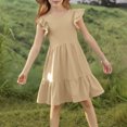 thumbnail image 2 of DecSea Girls Summer Double Layer Ruffle Dresses Casual Solid Crewneck Beach Sundress, 2 of 9