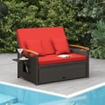 thumbnail image 1 of Costway Ensemble de Lit de Jour en Rotin pour Patio avec Causeuse Rembourrée et Pouf de Rangement pour Véranda Rouge, 1 of 10