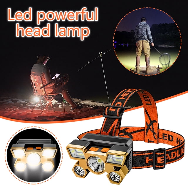 LSLJS Five Headlights Strong Light Super Bright Rechargeable Fishing Light Long Shot Super Bright-mounted LED Miner’s Lamp Flashlight, Sports, Gym, Workout,Camping, Fitness, Workout & More Activities