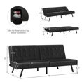 thumbnail image 4 of Costway Canapé-Lit Futon en Cuir PU Convertible Pliant Noir, 4 of 10