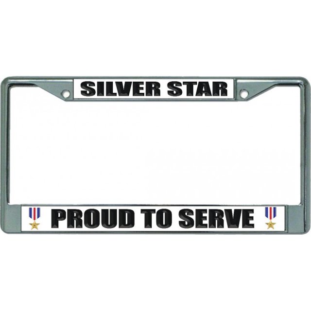 Cadre de Plaque d'Immatriculation Chrome Étoile Argentée Fière de Servir