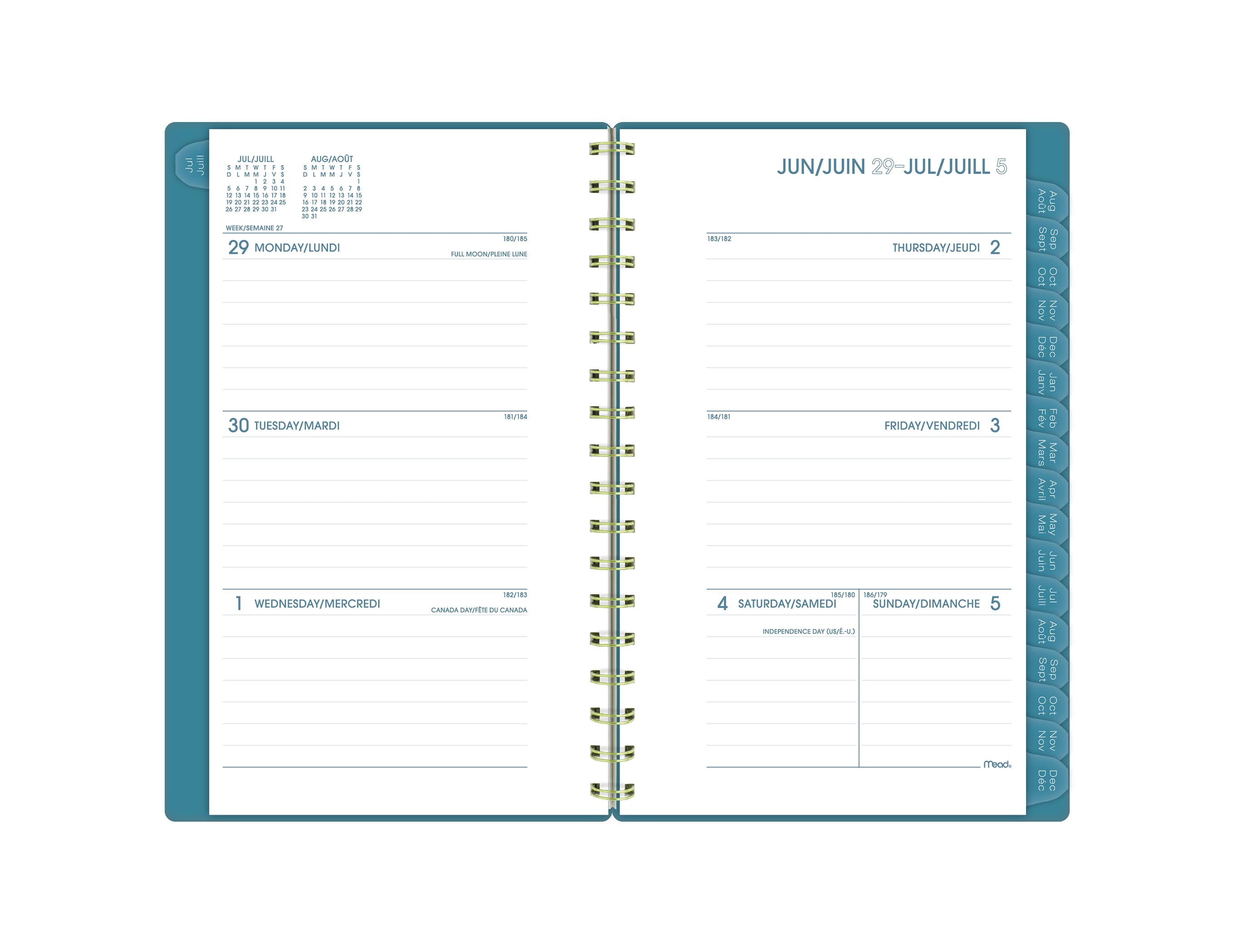 Agenda de poche hebdomadaire et mensuel Mead Teal Color Pop 2027