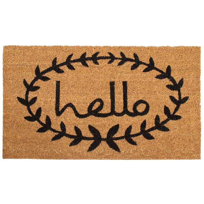Calloway Mills 121811729 17 x 29 in. Calico Hello Rectangular Doormat, Natural & Black