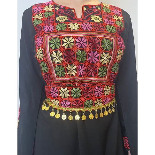 Jamila Colorful Tatreez Embroidered Palestinian Thobe Dress