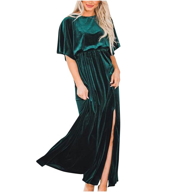 UPPADA Robe de Cocktail pour Femmes à Manches Longues Robe d'Invitée de Mariage Fente Latérale Jolie Robe Formelle Évasée Taille Haute Robe de Fête Robe de Bal Robe de Cocktail Liquidation en Liquidation