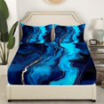 thumbnail image 3 of Marble Sheets Blue Stone Pattern Bed Sheets Set Full Size Watercolour Artwork Marbling Sheet Set Abstract Art Fluid Bedding Set For Kids Teens, 3 of 7