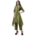 thumbnail image 3 of Moomaya Kurti Asymétrique avec Ensemble Pantalon Femmes Chanderi Imprimé Tenue de Fête Vêtements, 3 of 6