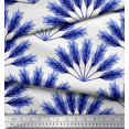 thumbnail image 3 of Soimoi Blue Silk Fabric Pine Leaves Print Fabric by Yard 42 Inch Wide, 3 of 3