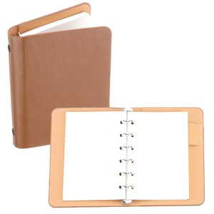 REGALWOVEN 6 Couvre-bête, A7 Carnet de notes en cuir Binder Loose Leaf Planner avec 50 Feuilles Papier, marron