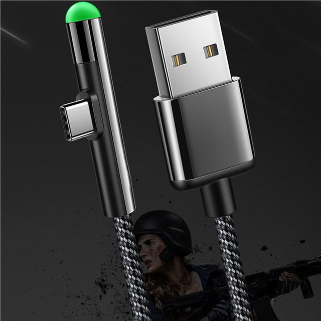 Ruiboury LED USB Type C Cable Braided Fast Charging Type-C Cable USB-C Charging Cable Black