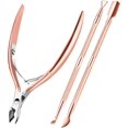 thumbnail image 1 of Cuticle Trimmer with Cuticle Pusher, XUNXMAS Cuticle Remover Cutter Nipper Scissor and Triangle Cuticle Nail Pusher Peeler Scraper, Durable Dead Skin Clipper Manicure Pedicure Tools (Rose Gold), 1 of 13