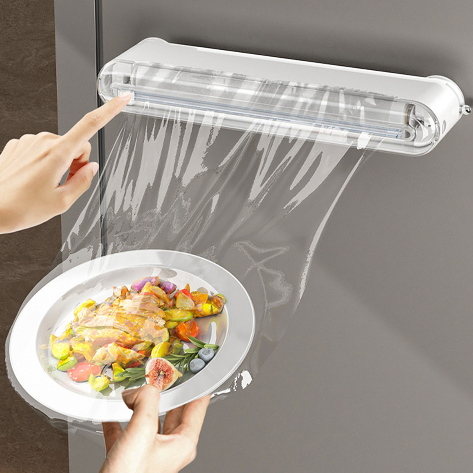Tranfacy Home and Kitchen,Home Organization,Plastic Wrap Dispenser with Cutter Aluminum Foil Dispenser Refillable Wrap Dispenser Plastic Food Wrap Dispenser Cling Film Dispenser