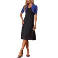 thumbnail image 2 of INSPIRE CHIC Women's Short Sleeves Bolero Open Front Shrugs Cropped Cardigan Royal Blue M, 2 of 6