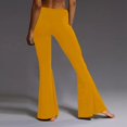 thumbnail image 4 of Pantalon Décontracté pour Femmes, Uni, Longueur Sport, Jambe Évasée, Taille Haute, 4 of 6