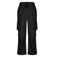 thumbnail image 4 of Dagugfen Cargo Pants for Men Elastic Waist Drawstring Outdoor Trainning Running Athletic Trousers Solid Color, 4 of 6