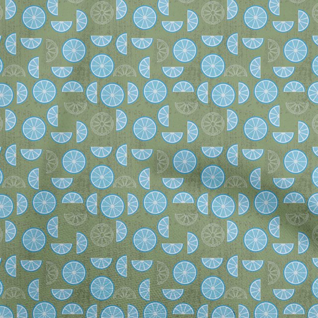 oneOone Polyester Spandex Light Green Fabric Lemon Diy Clothing Quilting Fabric Print Fabric By Yard 56 Inch Wide