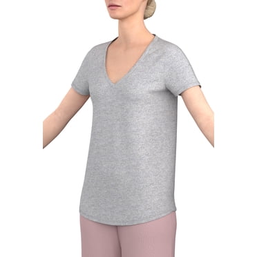 womens's v-neck knit jersey short sleeve t-shirt
