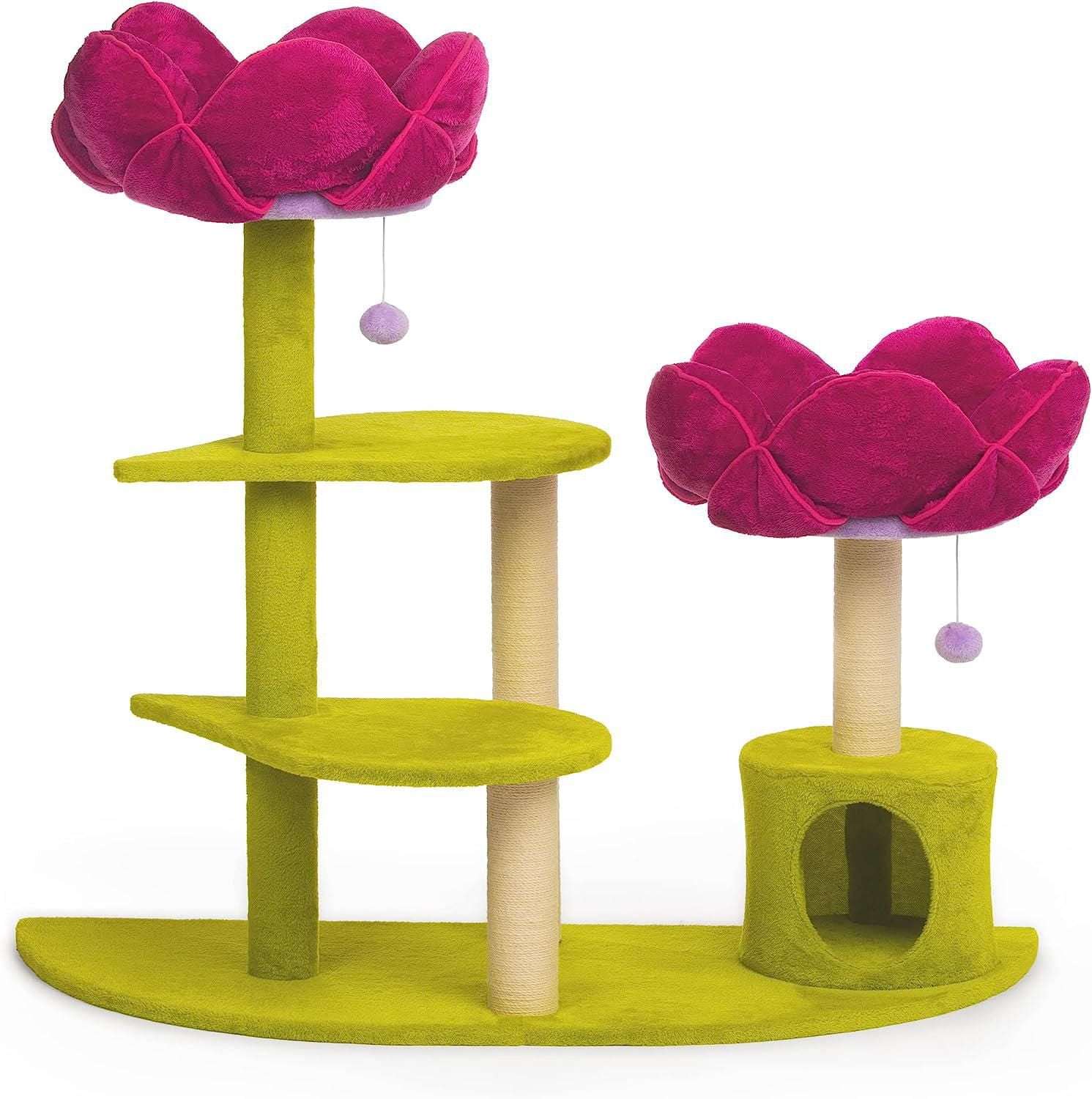 Prevue Pet Flower Garden Cat Tree Pink and Green