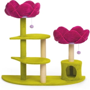 Prevue Pet Jardin des fleurs Arbre de chat rose et vert