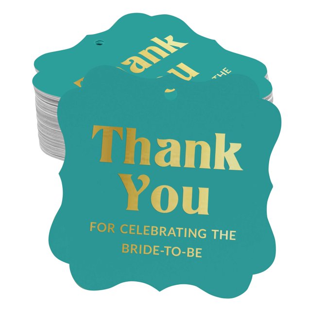 Inkdotpot Real Gold Foil Bracket Shape Paper Hang Tags Thank You For Celebrating The Bride To Be Bridal Shower Favor Tags Pack Of 100