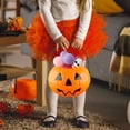 thumbnail image 3 of Small Plastic Halloween Pumpkin Bucket for Kids, Pumpkin Pail Candy Container with Handle for Trick or Treat and Party Decor, PVC Material, 3 of 6