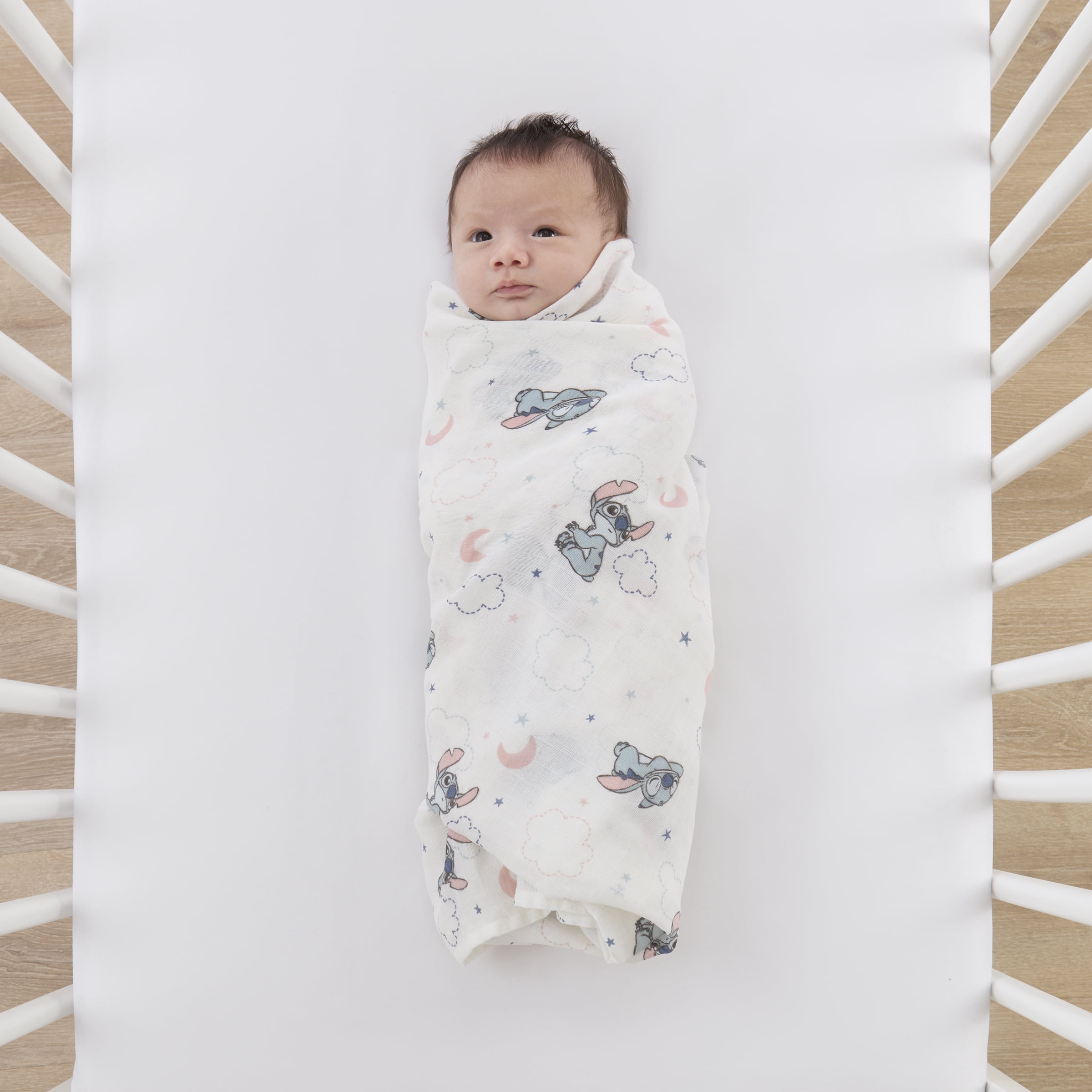 Disney Stitch 2pk Muslin Swaddle, 100% Cotton, Blue, Infant Boy
