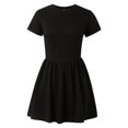 thumbnail image 4 of TJAZFJPA Robes de Plage pour Invitées de Mariage pour Femmes Femmes Été Col Rond Manches Courtes Robes Trapèze Taille Basse Plissée Évasée T-Shirt Robe Courte Robes Mini Robes Sans Bretelles pour Femmes Robe Vert Foncé, 4 of 8