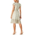 thumbnail image 3 of INSPIRE CHIC Robe pour Femme Florale à Encolure Carrée Manches Volantées Style Casquette Midi à Volants Robe d'Invitée de Mariage L Blanc Jaune, 3 of 6