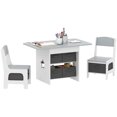 thumbnail image 1 of Qaba 3 Piece Kids Table and Chair Set with 6 Removable Drawers, Light Grey, 1 of 10
