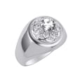 thumbnail image 3 of RYLOS Men's Rings Sterling Silver Designer Gypsy 7MM Round Gemstone & Diamond Ring White Topaz April Birthstone Size 13, 3 of 6