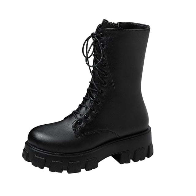 Kcodviy Bottes pour Femmes Grande Taille Bottes pour Femmes Mi-Hautes à Talon Épais Bout Rond Bottes Courtes de Moto Mi-Hautes pour Femmes Mi-Hautes pour Femmes Mi-Hautes pour Femmes