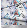 thumbnail image 3 of Soimoi Moss Georgette Fabric Triangle & Animal Face Printed Craft Fabric by the Yard 42 Inch Wide, 3 of 3