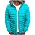 thumbnail image 1 of RKSTN Mens Down Jacket Solid Color Drawsting Hooded Jacket Winter Fashion Cotton Padded Jacket Warm Windproof Lightweight Puffer Jacket, 1 of 3