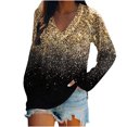 thumbnail image 2 of Mikilon Femmes Manches Longues Chemises Décontractées Pull-Over Tunique en Vrac Imprimé V-Neck Chemisier, 2 of 7