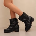 thumbnail image 2 of LOVZFMLL Boots for Women Mid Calf Stovepipe Boots Round Toe Slip Resistant Low Chunky Heel Punk Style Fall Winter Shoes, 2 of 7