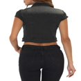 thumbnail image 3 of Allegra K Women‘s Summer Denim Jackets Button Down Short Sleeve Cropped Jean Jacket, 3 of 5