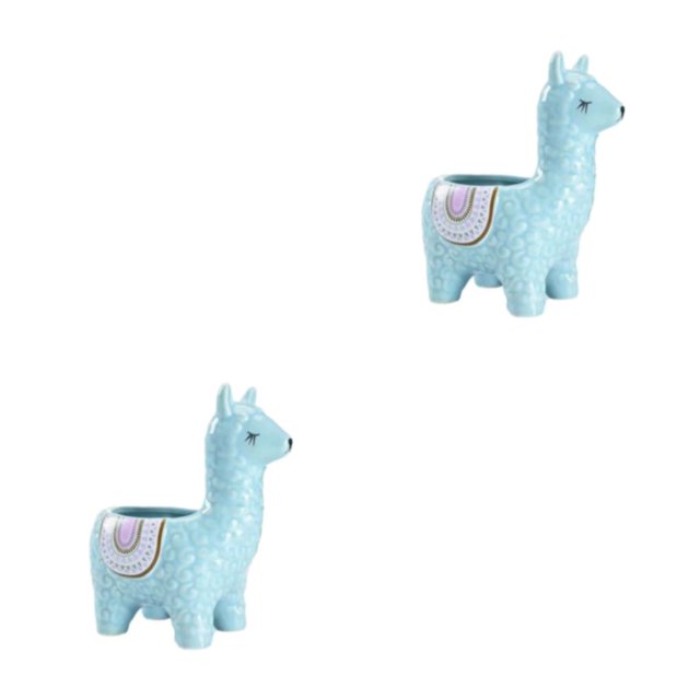 Wweixi 1/2/3 Animal Shape Pots Durable Materials For In Garden For Small Spaces Eco-friendly Alpaca skyblue 2PCS