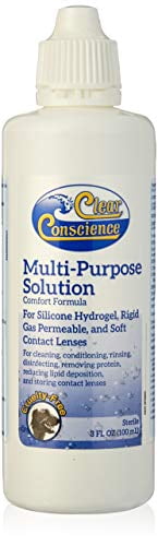 Clear Conscience Solution Polyvalente pour Lentilles de Contact Liquide, 3 Onces Liquides