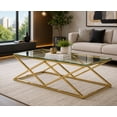 thumbnail image 4 of K-Living Castor Coffee Table with Clear Tempered Glass Top & Gold Polished Stainless Steel Base, 4 of 6