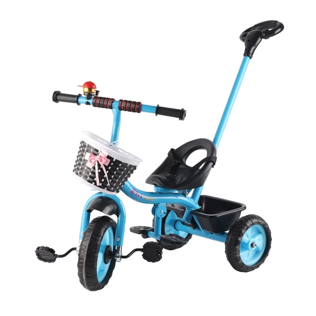 Bike Children Tricycle Balance Trike Folding Pedals Adjustable Push Handle Direction Control Toddler Bike