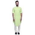 thumbnail image 3 of Atasi Indian Cotton Summer Kurta Mandarin Collar Long Kurta For Men, 3 of 5