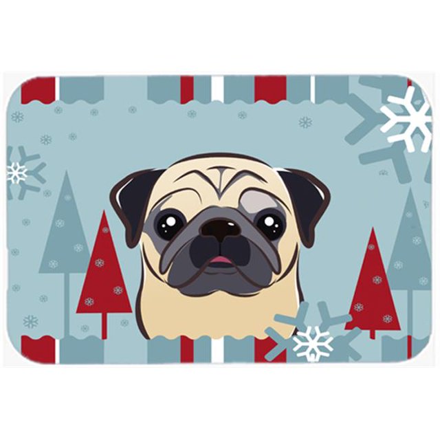 Winter Holiday Fawn Pug Kitchen & Bath Mat, 20 x 30