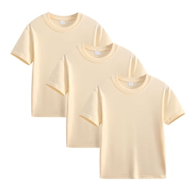 Plebaso 3 Pack Kids Cotton T-Shirt Short Sleeve Crew Neck Shirts Casual Plain Basic Tees Tops for Unisex