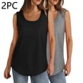thumbnail image 2 of Yuyuzo 2 Pcs Camisoles Grande Taille pour Femmes Sans Manches à Col Rond T-Shirts Décontractés Amples Tuniques d'Été Blouses Tee, 2 of 7