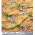thumbnail image 1 of Soimoi Orange Rayon Fabric Palm Tree, & Flamingo Bird Printed Craft Fabric by the Yard 42 Inch Wide, 1 of 3