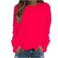 thumbnail image 1 of CEHVOM Mode Femmes Décontracté Manches Longues Col Rond Uni Chandail pour Dames Hauts Blouse Liquidation, 1 of 4