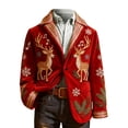 thumbnail image 4 of Boys Christmas Print Corduroy Blazer, All Over Christmas Pattern Lapel Suit Jacket with Buttons, Regular Fit Sports Coat for Parties, Prom, and Dinner Events Red, 4 of 4