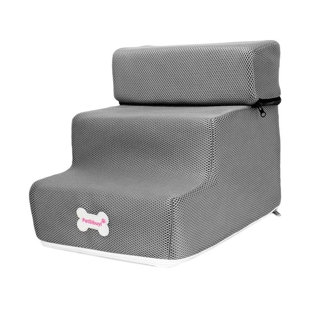 Soft Dog Stairs Ladder Non Slip Outdoor Small Cat Ramp Indoor Washable Step Removable Zipper Cover Puppy for Dogs and Cats Couches , gray