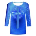 thumbnail image 4 of Xihbxyly Hauts pour Femmes Manches 3/4 T-shirt Imprimé Col Rond de Pâques Manches 3/4 Chandail Col Rond Articles en Liquidation, 4 of 4