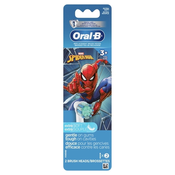 Oral-B Kids Extra Soft Replacement Brush Heads featuring Marvel's Spiderman